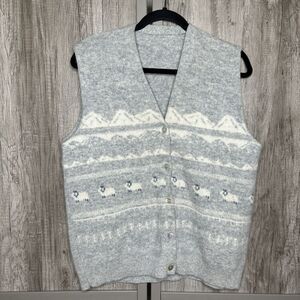 Weft Industries Lambswool Vest Bighorn Sheep V Neckline Size M